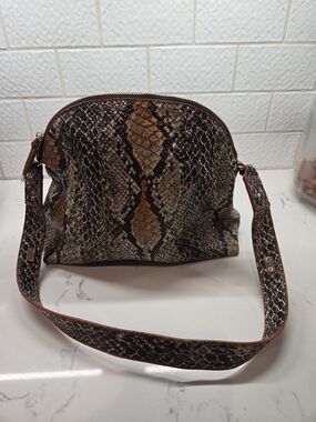 Python-Print Crossbody Bag in Brown